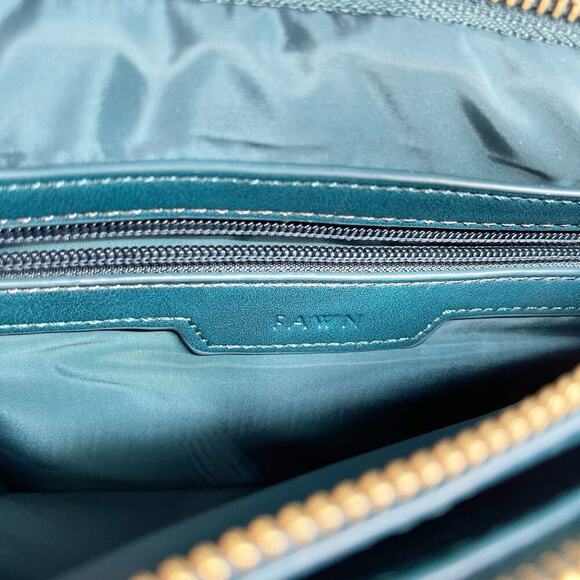 Fawn Design The Quilted Clutch Teal Matte Vegan Leather Crossbody Purse - Picture 9 of 13